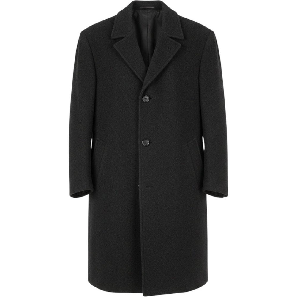 Ralph Lauren Overcoat Mens Large Black Good Cashmere Blend Italian Fabric Coat